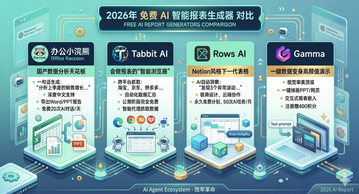 2026 免费 AI 报表工具推荐：拒绝加班！这 4 款神仙工具让你“一句话”出报表