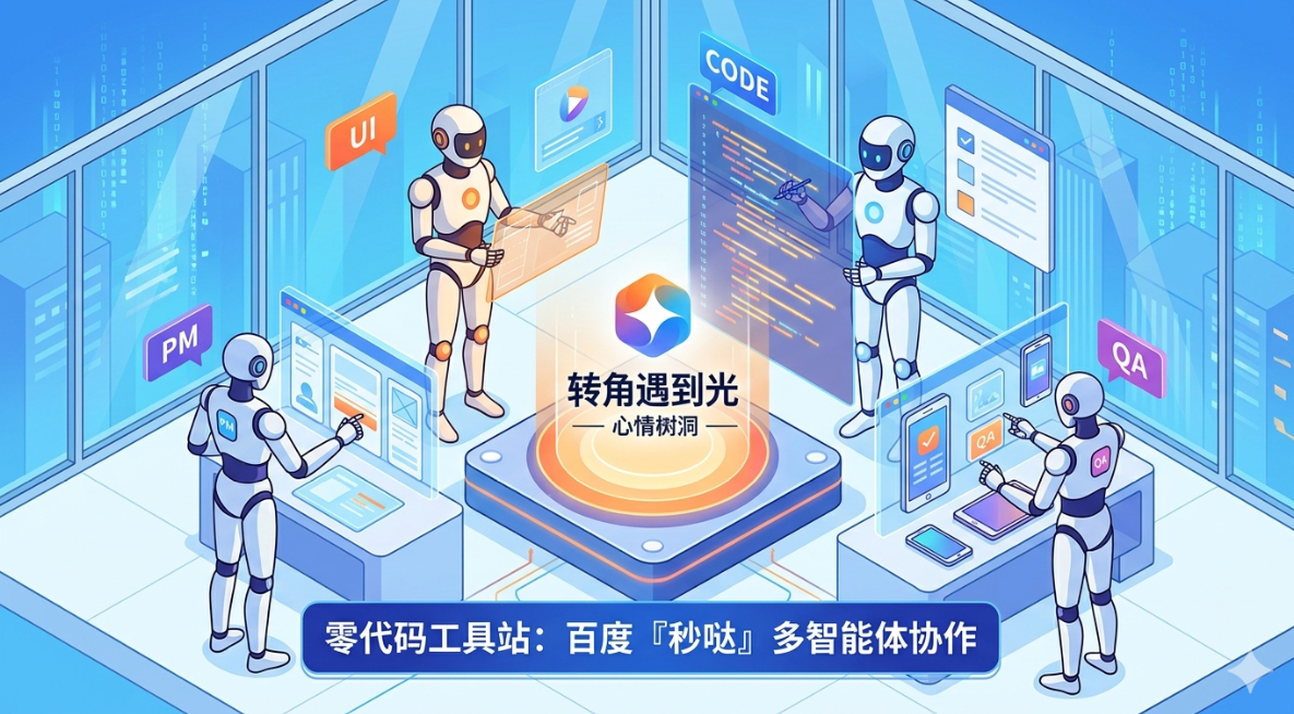 百度秒哒实测：3 分钟搭建“转角遇到光”治愈树洞，零代码也能做 AI 应用